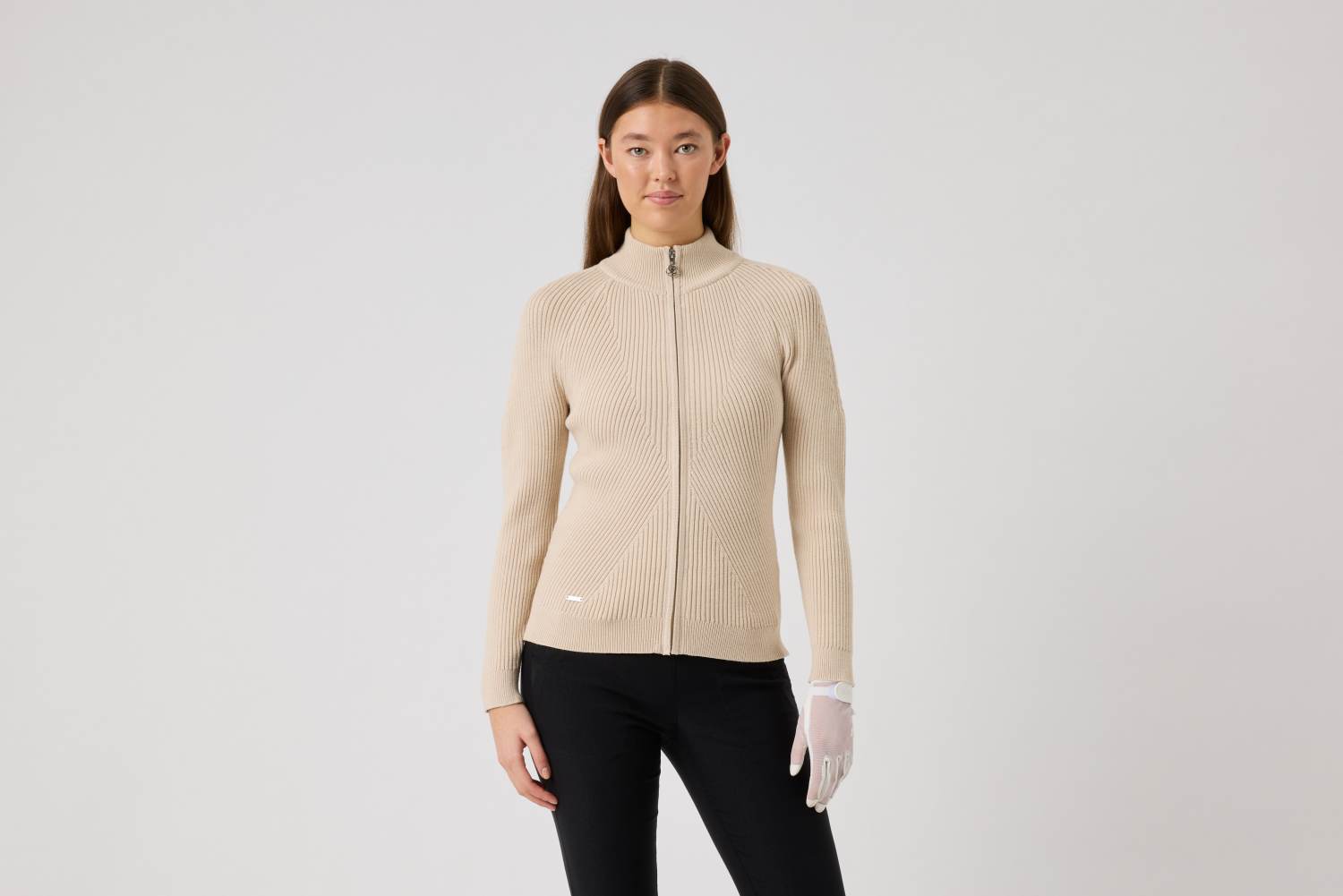 Daily Sports Rib LS Cardigan Dame Pullover