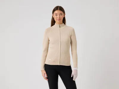 Daily Sports Rib LS Cardigan Dame Pullover