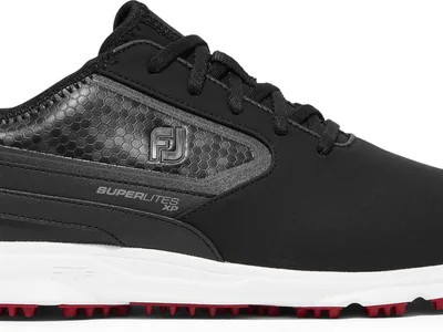 FootJoy Superlites XP (2022) Vandtætte Herre Golfsko Uden Spikes - Black/White/Red - Str. 40 Normal