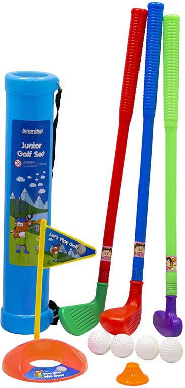 Longridge Plastik 0-3 År Junior Golfsæt - Blå - Højre - Kølle, Jern, Putter, Bag, 4 Bolde, Hul - Longridge Børne Junior Plastik