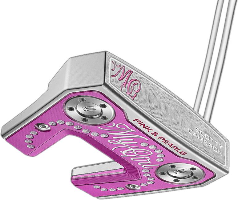 Scotty Cameron My Girl Pink & Pearls Limited (2025) Single Bend Neck Putter - Chrome/Pink - Højre - Str. 34" - Scotty Cameron Pistolini Plus (2024) Standard Sort/Hvid