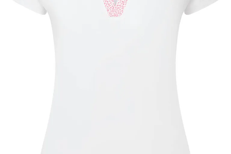 FootJoy Cap Sleeve Print Trim Lisle Dame Poloshirt