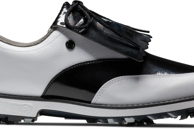 FootJoy Premiere Series (2023) Vandtætte Dame Golfsko Med Spikes - White/Black Patent/White - Str. 40 1/2 Normal
