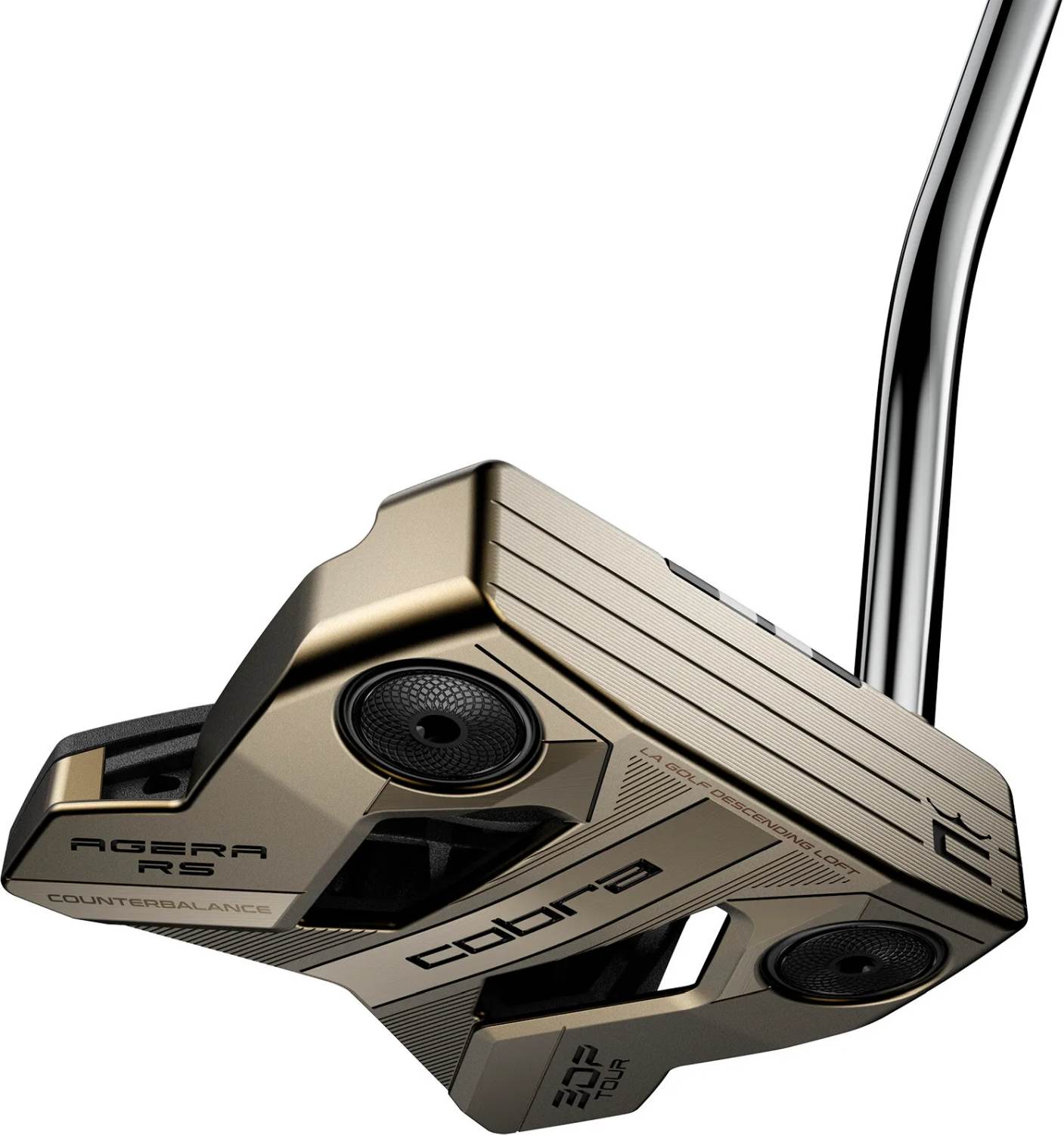 Cobra 3DP Agera RS Counter Balance Single Bend Neck Putter - Gold - Højre - Str. 38" - Super Stroke Zenergy (2026) 3.0 Sort/Hvid