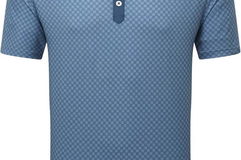 FootJoy Checker Print Lisle Herre Poloshirt