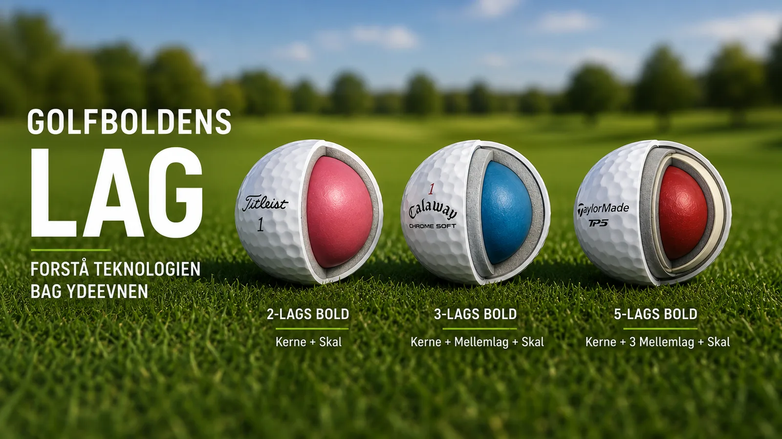 Golfboldens lag forklaret: 2-, 3-, 4- og 5-lags bolde